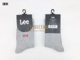 正品【LEE 李】中筒刺绣纯色男士全棉短袜